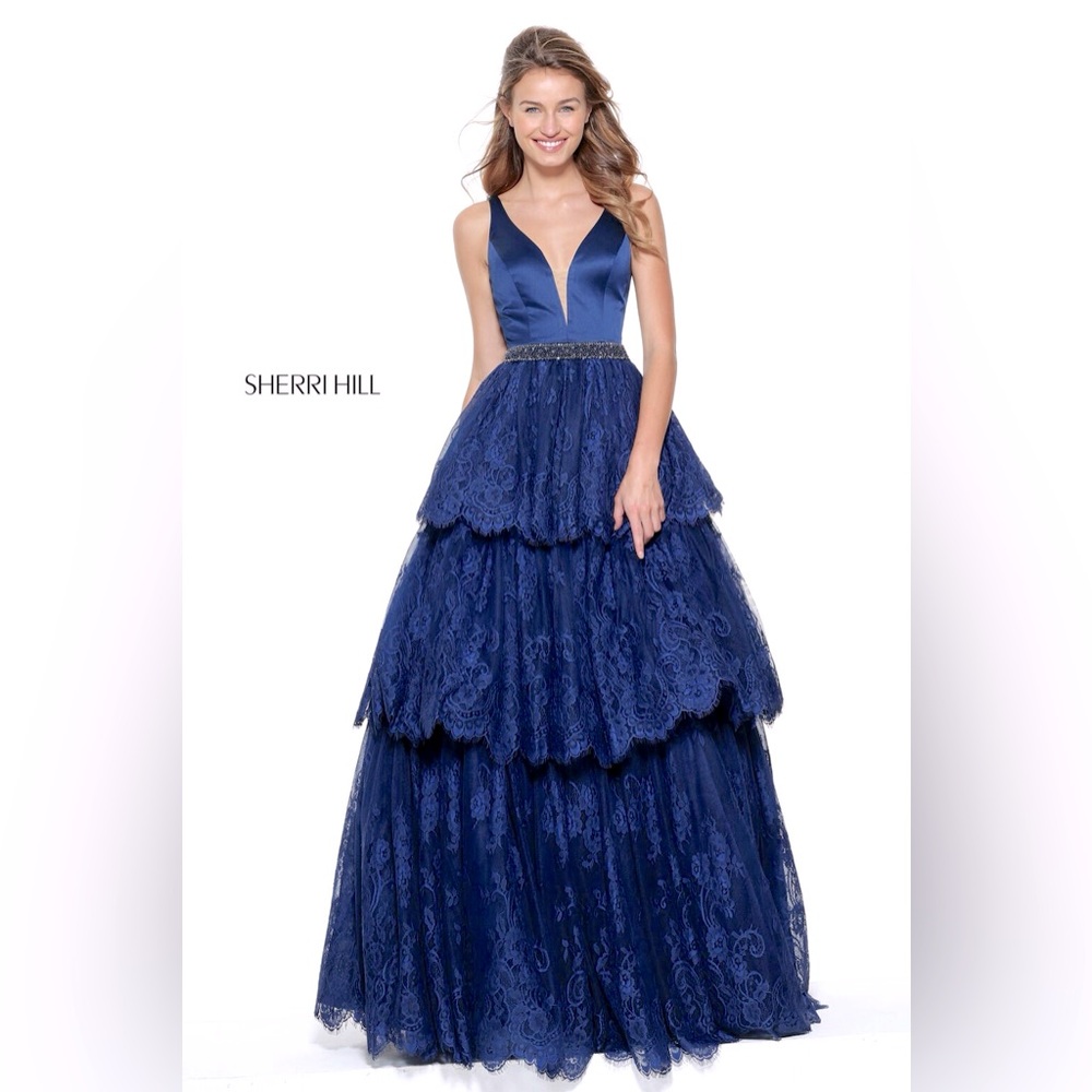 Sherri Hill Long Navy Ballgown Size 0